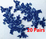 20 Pairs Embroidered Lace Appliques, Floral Tulle Lace Motifs Patch, Sewing Craft Supply