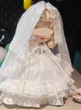 Handmade Victorian Lace Doll Bridal Dress Veil Miniature Outfit For 1/6 1/4 1/3 Scale