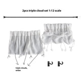 Handmade Miniature Dollhouse Cloud Draped Curtains Set with Rod 1/6 1/12 Window Decor
