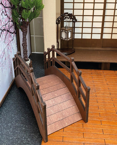 Craftuneed 1:6 Scale Dollhouse Traditional Japanese Style Wooden Arch Bridge Miniature Diorama Garden Decor For Fashion Dolls