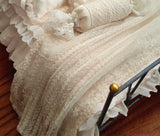 Handmade Miniature Bedding Set Dollhouse French Style Lace Blanket Pillow 1/6 1/4 Scale