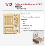 DIY Gothic Dollhouse Bed Frame Bedding Kit Miniature Furniture Unassembled 1/6 1/12 Scale