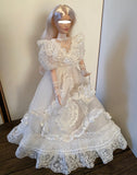 Craftuneed 1:6 Scale Miniature Victorian Style Doll Wedding Dress with Veil and Purse Vintage Ivory Lace Bridal Gown for Fashion Doll