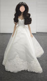 Handmade Doll Wedding Dress with Veil and Crown Miniature 1:6 Scale Bridal Gown