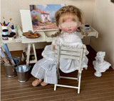 1:6 Scale Dollhouse Artist Easel Desk & Chair Miniature Art Studio Furniture Props Set