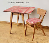 Dollhouse Folding Table and Chair Set Miniature Furniture Dining Set 1/6 1/12 Scales