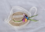 1:6 Scale Doll Hat Mini Straw Hat Handmade Miniature Accessory Lace Ribbon Floral