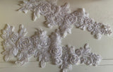 Craftuneed A Mirror pair white beads lace applique sew on embroidered floral sequins lace motif patch