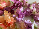 Craftuneed Bundle 21 bunches fabric floral petals sew on glue on hydrangeas flower petals pink red lilac purple