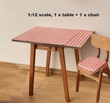 Dollhouse Folding Table and Chair Set Miniature Furniture Dining Set 1/6 1/12 Scales