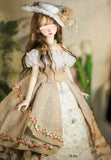 Handmade Victorian Romantic Doll Outfit 1/6 1/4 1/3 Scale Miniature Dress Hat Necklace Handbag
