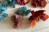 Craftuneed Bundle 34 bunches fabric floral petals sew on glue on hydrangeas flower petals green blue purple wine