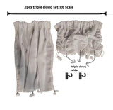 Handmade Miniature Dollhouse Cloud Draped Curtains Set with Rod 1/6 1/12 Window Decor
