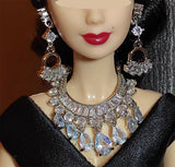 1:6 Scale Doll Jewelry Set Handmade Miniature Rhinestone Necklace and Earrings Accessories