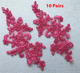 10 Pairs Embroidered Lace Appliques, Floral Tulle Lace Motifs Patch, Sewing Craft Supply