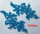 10 Pairs Embroidered Lace Appliques, Floral Tulle Lace Motifs Patch, Sewing Craft Supply