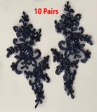 10 Pairs Embroidered Lace Appliques, Floral Tulle Lace Motifs Patch, Sewing Craft Supply