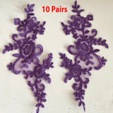 10 Pairs Embroidered Lace Appliques, Floral Tulle Lace Motifs Patch, Sewing Craft Supply