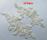 10 Pairs Embroidered Lace Appliques, Floral Tulle Lace Motifs Patch, Sewing Craft Supply