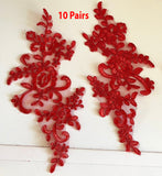 10 Pairs Embroidered Lace Appliques, Floral Tulle Lace Motifs Patch, Sewing Craft Supply