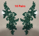 10 Pairs Embroidered Lace Appliques, Floral Tulle Lace Motifs Patch, Sewing Craft Supply