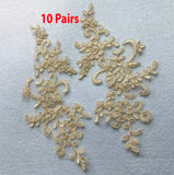10 Pairs Embroidered Lace Appliques, Floral Tulle Lace Motifs Patch, Sewing Craft Supply