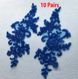 10 Pairs Embroidered Lace Appliques, Floral Tulle Lace Motifs Patch, Sewing Craft Supply