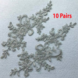 10 Pairs Embroidered Lace Appliques, Floral Tulle Lace Motifs Patch, Sewing Craft Supply