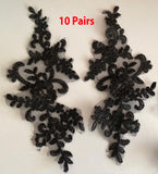 10 Pairs Embroidered Lace Appliques, Floral Tulle Lace Motifs Patch, Sewing Craft Supply