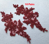 10 Pairs Embroidered Lace Appliques, Floral Tulle Lace Motifs Patch, Sewing Craft Supply