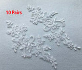 10 Pairs Embroidered Lace Appliques, Floral Tulle Lace Motifs Patch, Sewing Craft Supply