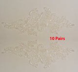 10 Pairs Embroidered Lace Appliques, Floral Tulle Lace Motifs Patch, Sewing Craft Supply