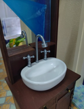 Craftuneed 1:6 Scale Doll Bathroom Sink Cabinet with Mirror Miniature Dollhouse Washstand with Basin furniture