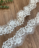 Ivory floral embroidered lace trim with eyelash edge Bridal sewing material, 9 Meters