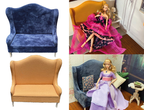 Craftuneed Handmade 1:6 miniature dollhouse sofa luxury classic look doll furniture for Barbie BJD dolls