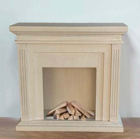 Handmade 1:6 Scale Dollhouse Fireplace with Mini Wood Bundle Miniature Wooden Furniture