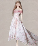 Handmade Floral Doll Dress Miniature Sequins Beaded Evening Gown For 1/6 1/4 1/3 Scale