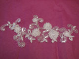Ivory bridal wedding sequins on floral lace Applique/ floral lace motif.By piece