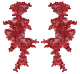 Craftuneed a mirror pair red sequins floral lace applique sew on sequins tulle lace motif patch