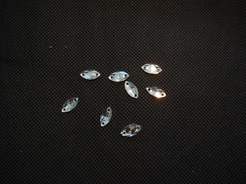 10pcs Flat base Eye shape Silver sew on acrylic glass rhinestone diy 6x12mm