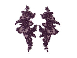 Craftuneed a mirror pair purple floral lace applique sew on purple embroidered tulle lace motif patch