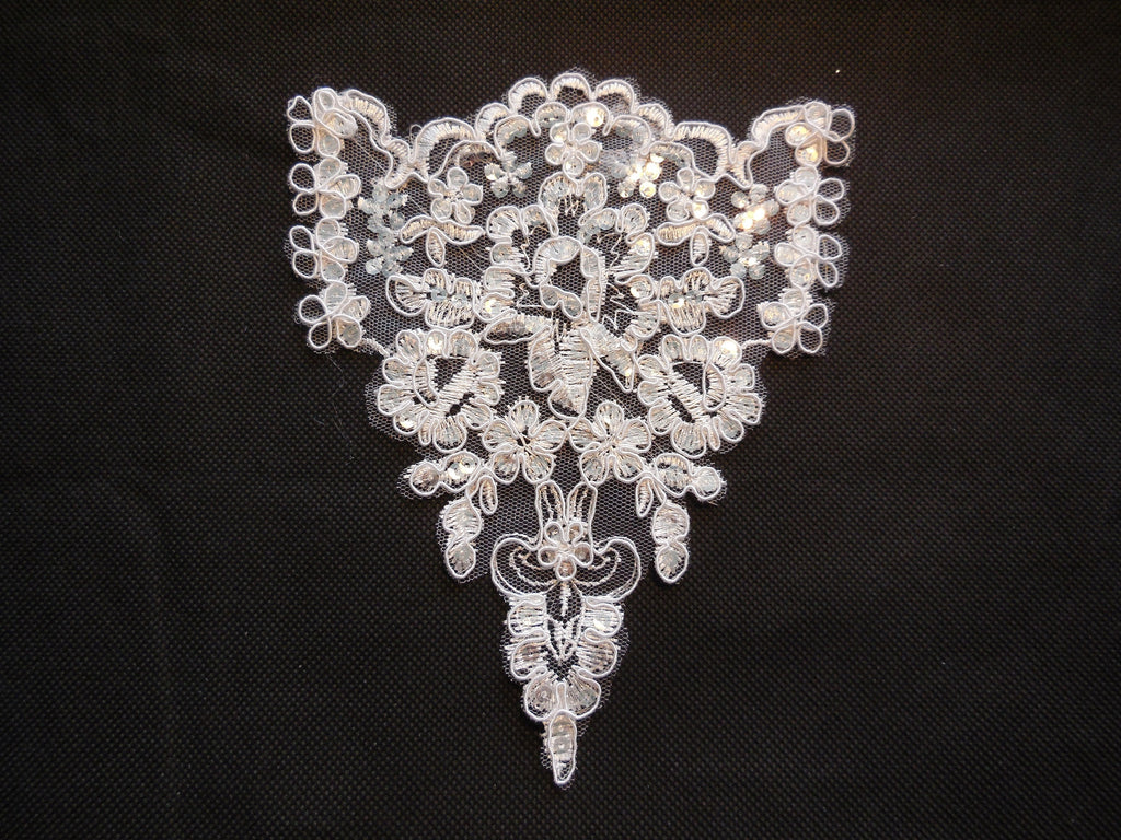 Ivory bridal wedding sequins lace Applique/ floral lace motif.By piece 14x17cm