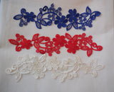 Off white or blue or red floral lace applique / dress making sewing lace motif