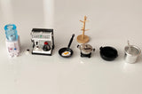 Craftuneed dollhouse miniature kitchen water coffee machine cook pan pot cups holder rack furniture decor barbie doll