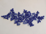 Royal Blue floral cord lace Applique/ decorative sewing lace motif.Sold by piece