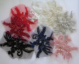 A piece of luxury beaded floral lace applique sequins tulle lace motif is for sale. various colours . sold by per piece