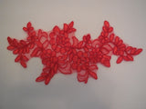 A Red bridal floral lace Applique/ wedding lace motif for sale. 22.2x11cm by pcs