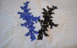 A piece of blue or black or white or ivory Bridal floral lace applique / dress lace motif is for sale
