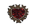 A piece of heart embroidered beads rhinestones applique motif hand craft sew on beaded patch motif applique