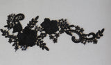 black floral lace applique sew on black cotton flower lace motif patch for dress sewing per piece
